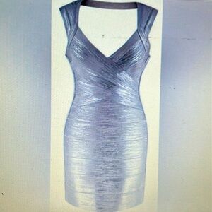 Metallic silver bandage mini cocktail dress.